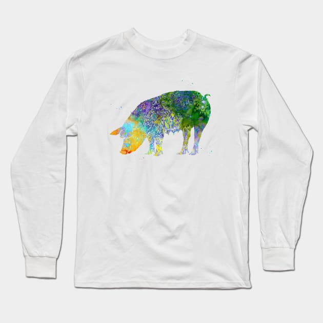 Pig Long Sleeve T-Shirt by erzebeth